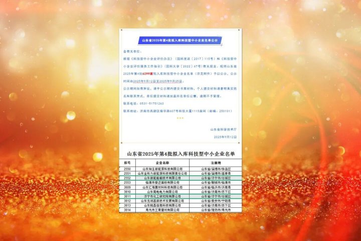 济宁能源集团两家企业入选省科技型中小企业公示名单
